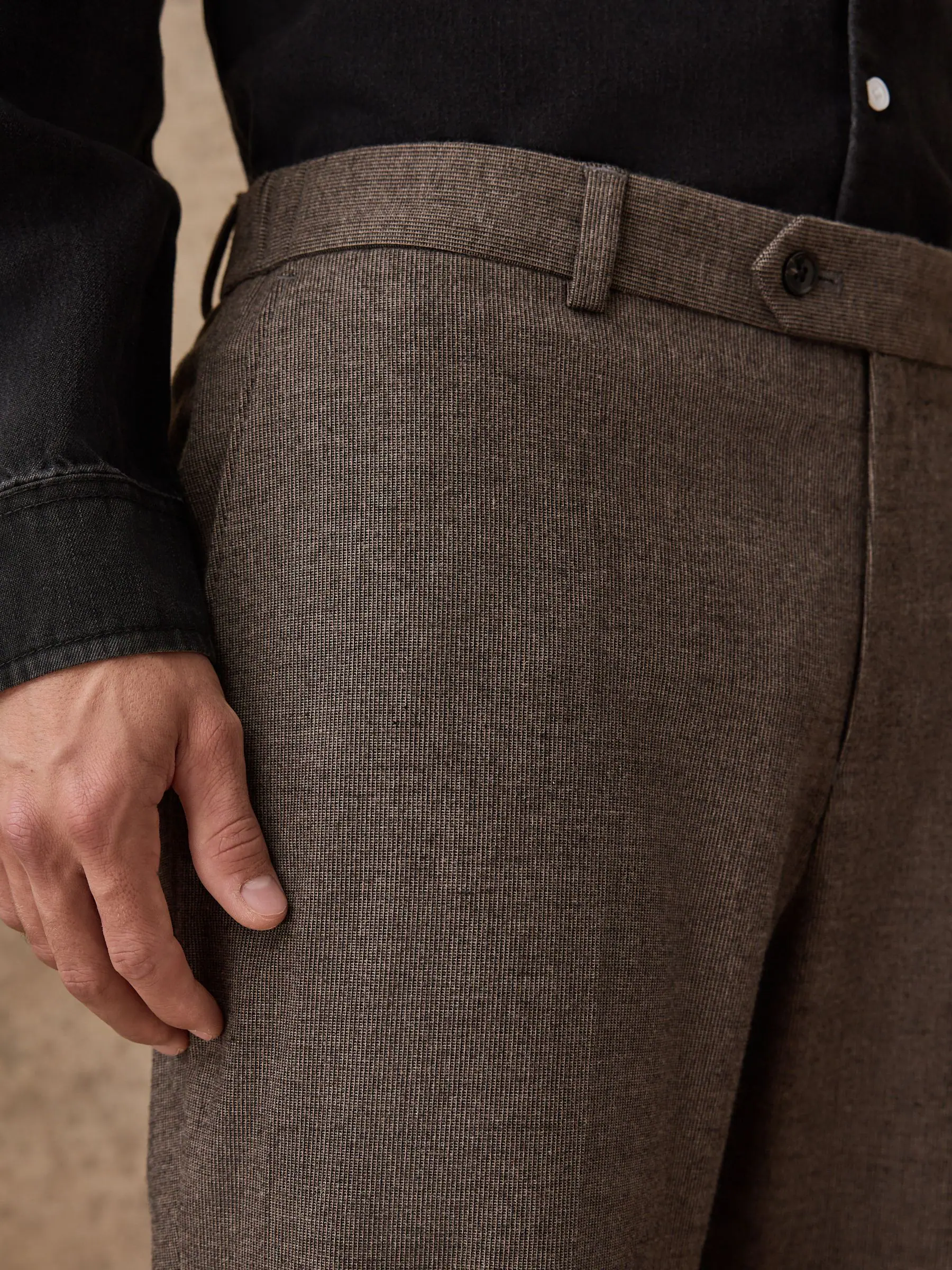 Bruin - Regular Fit Smart Brushed Cotton Textured Trousers