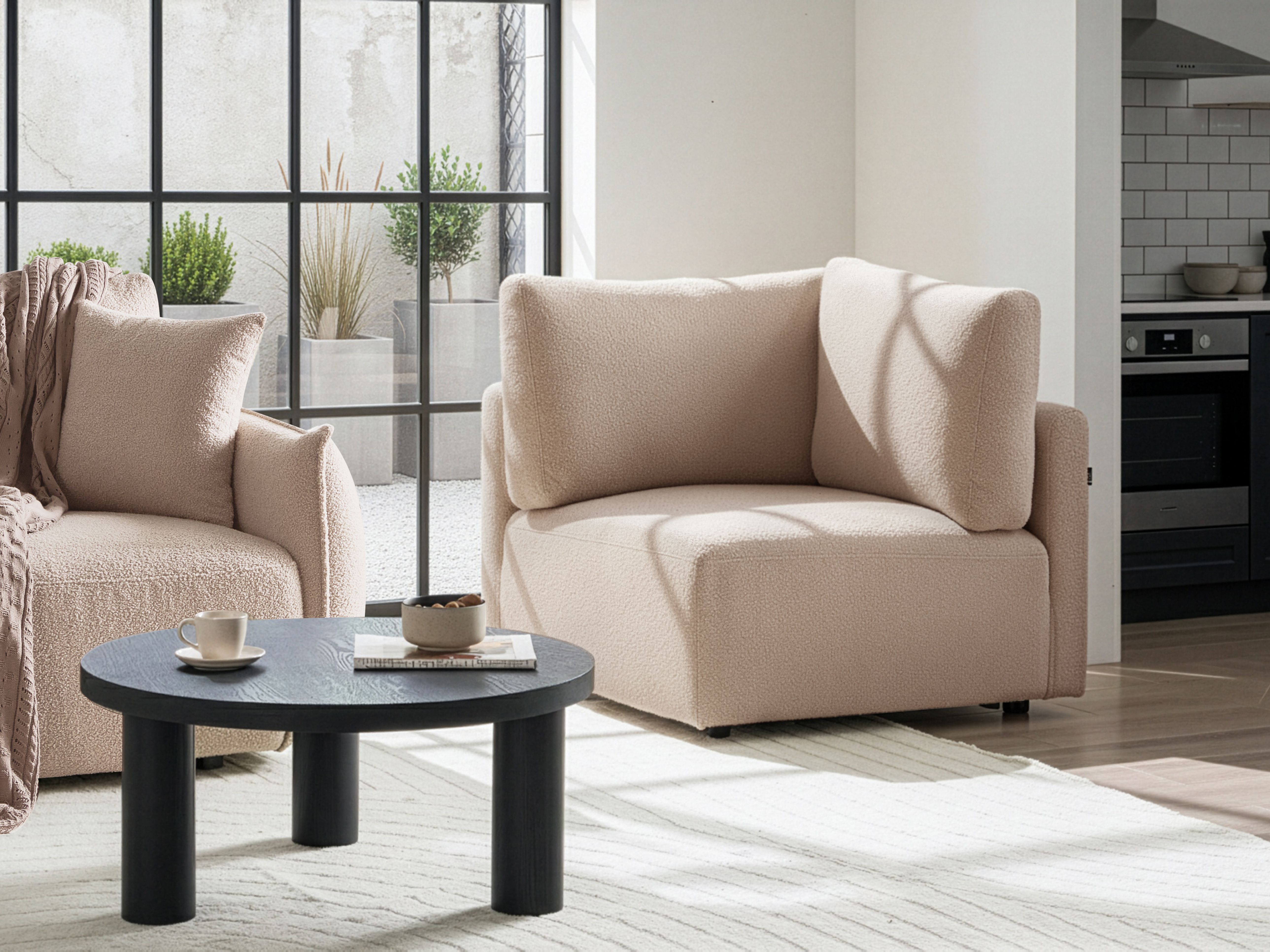 Hoekmodule MESNALI Bouclé Beige