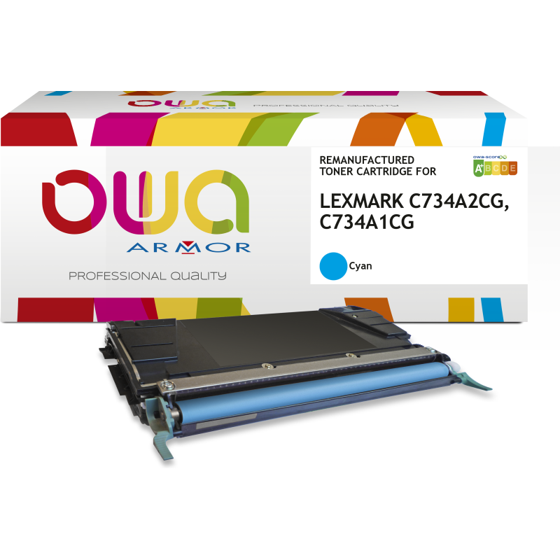 Toner remanufacturé OWA - standard - pour LEXMARK C734A2CG, C734A1CG
