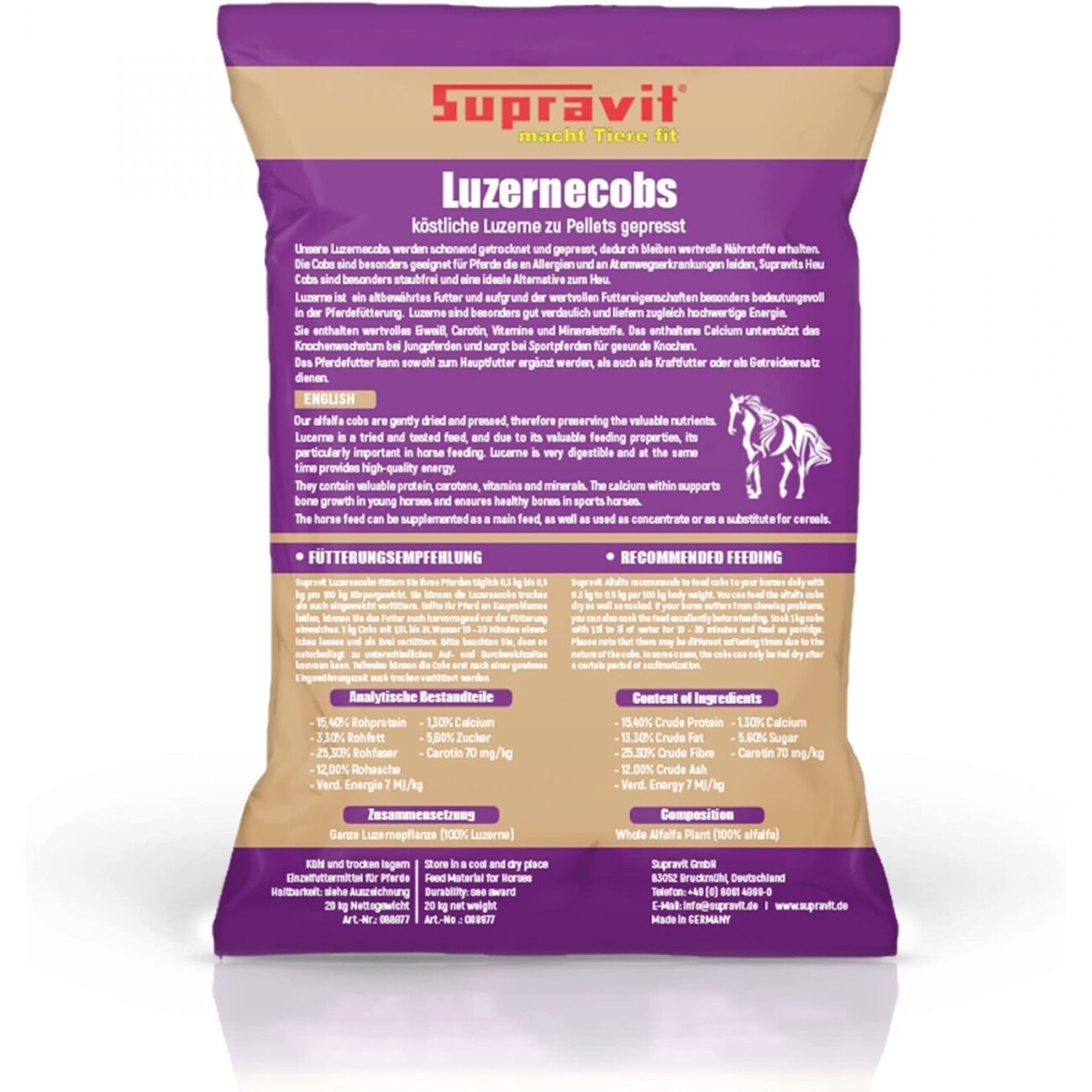 Supravit Luzernecobs Pferdefutter 20kg