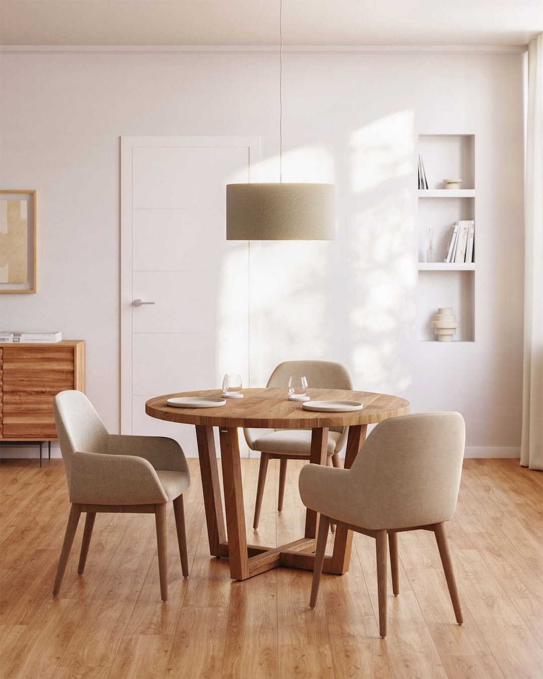 Kave Home Esstisch NAHLA rund 120 x 75 cm Akazie braun