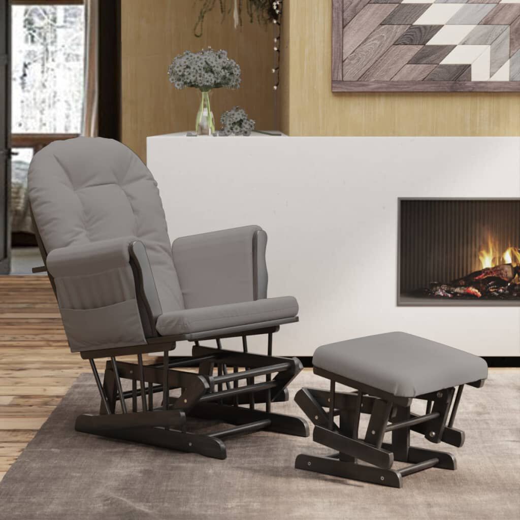 vidaXL Zwevende fauteuil met voetenbank, lichtgrijs, bekleed met stof