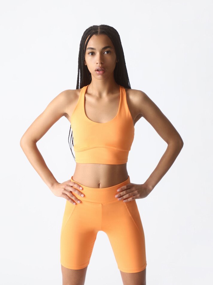 Calça Legging Esportiva para Ciclismo - Tamanho Médio Laranja
