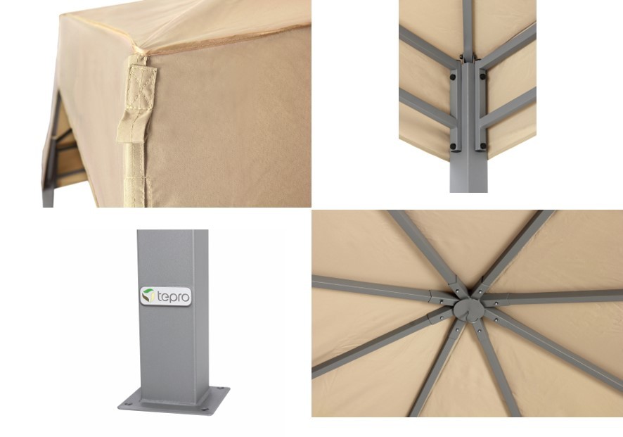 Pavillion + ein Dach MARABO - taupe - 305x305 cm