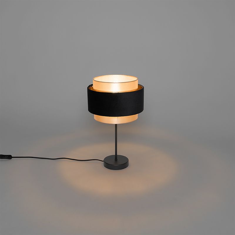 Moderne tafellamp zwart met goud - Elif