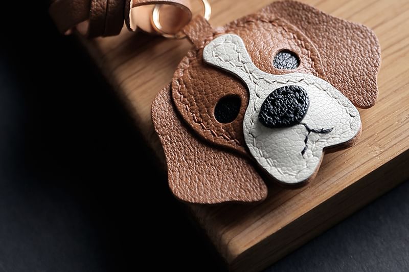 Masoom - Sleutelhanger met tashanger van echt leer in de vorm van een hond / DIY-pakket (verschillende ontwerpen)