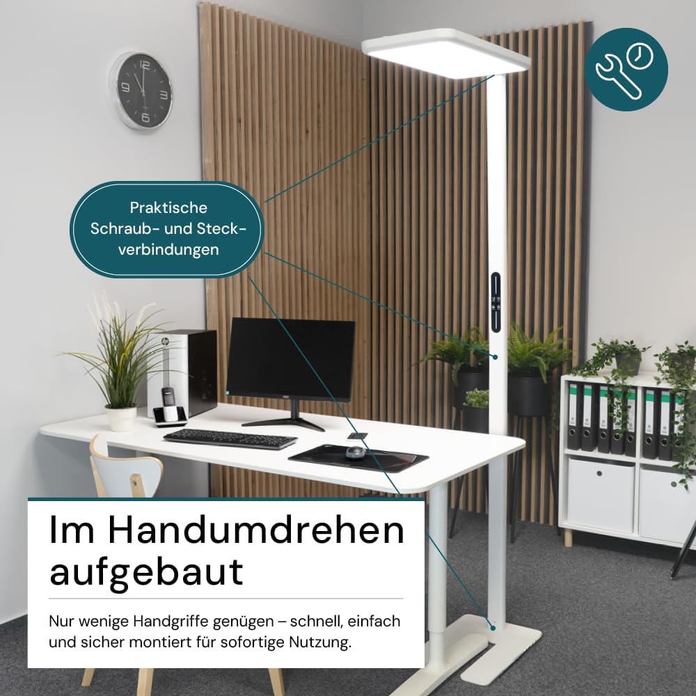 LUXULA LED Büro Stehleuchte, dimmbar, CRI>98 Vollspektrum, UGR