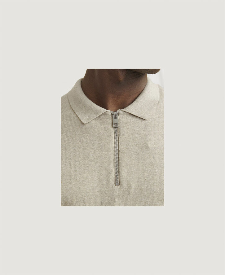 Jack & Jones JJEEMIL KNIT POLO HALF ZIP LS NOOS Oatmeal/melange