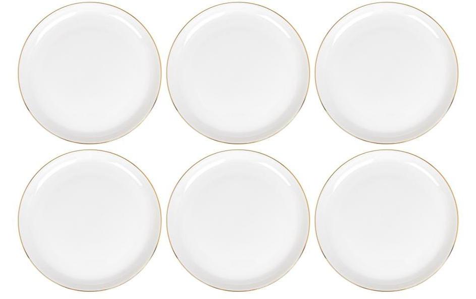 Frühstücks- & Dessertteller Ø 21 cm, 6 Stück, Weiss/GoldRundes Tellerset