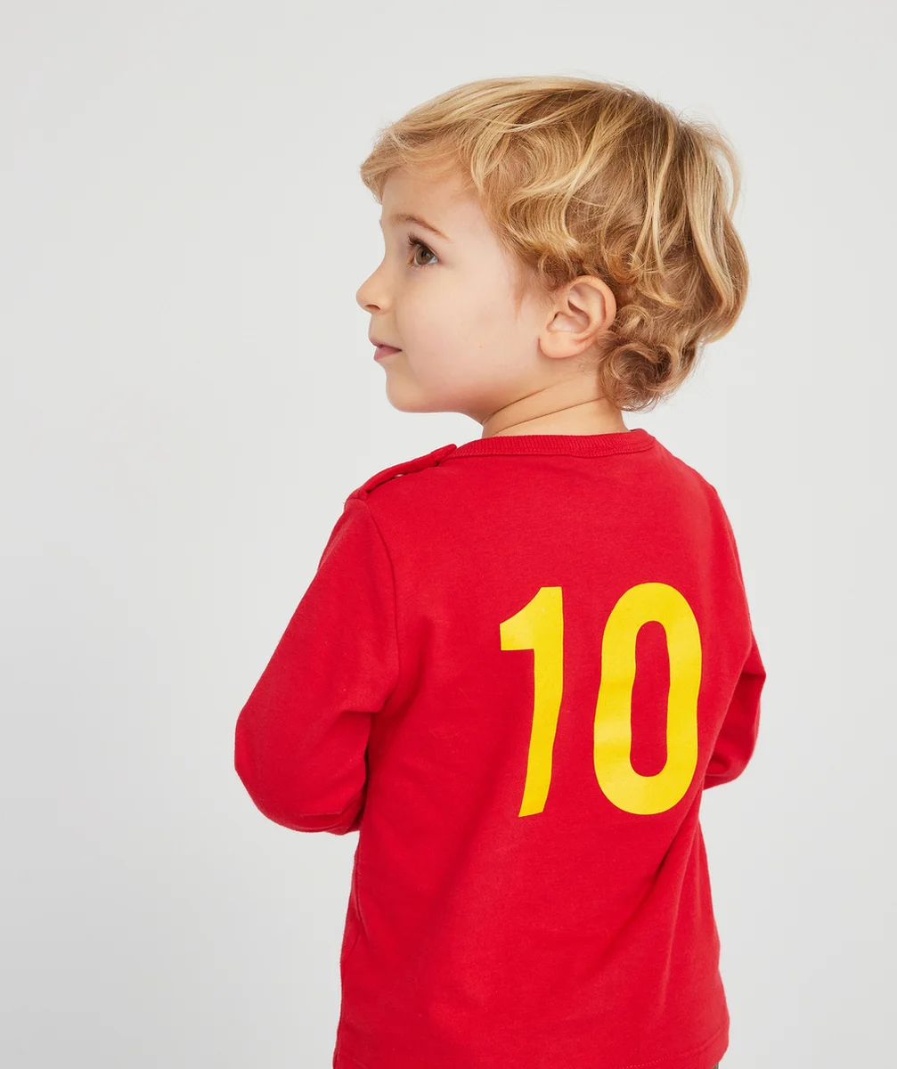 T-SHIRT BÉBÉ GARÇON EN COTON BIO ROUGE THÈME FOOTBALL