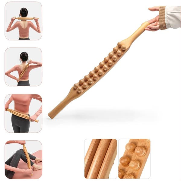 Profesjonell Gua Sha Massasjestav i Bøketre – 58 cm, Perfekt for Helkroppsmassasje