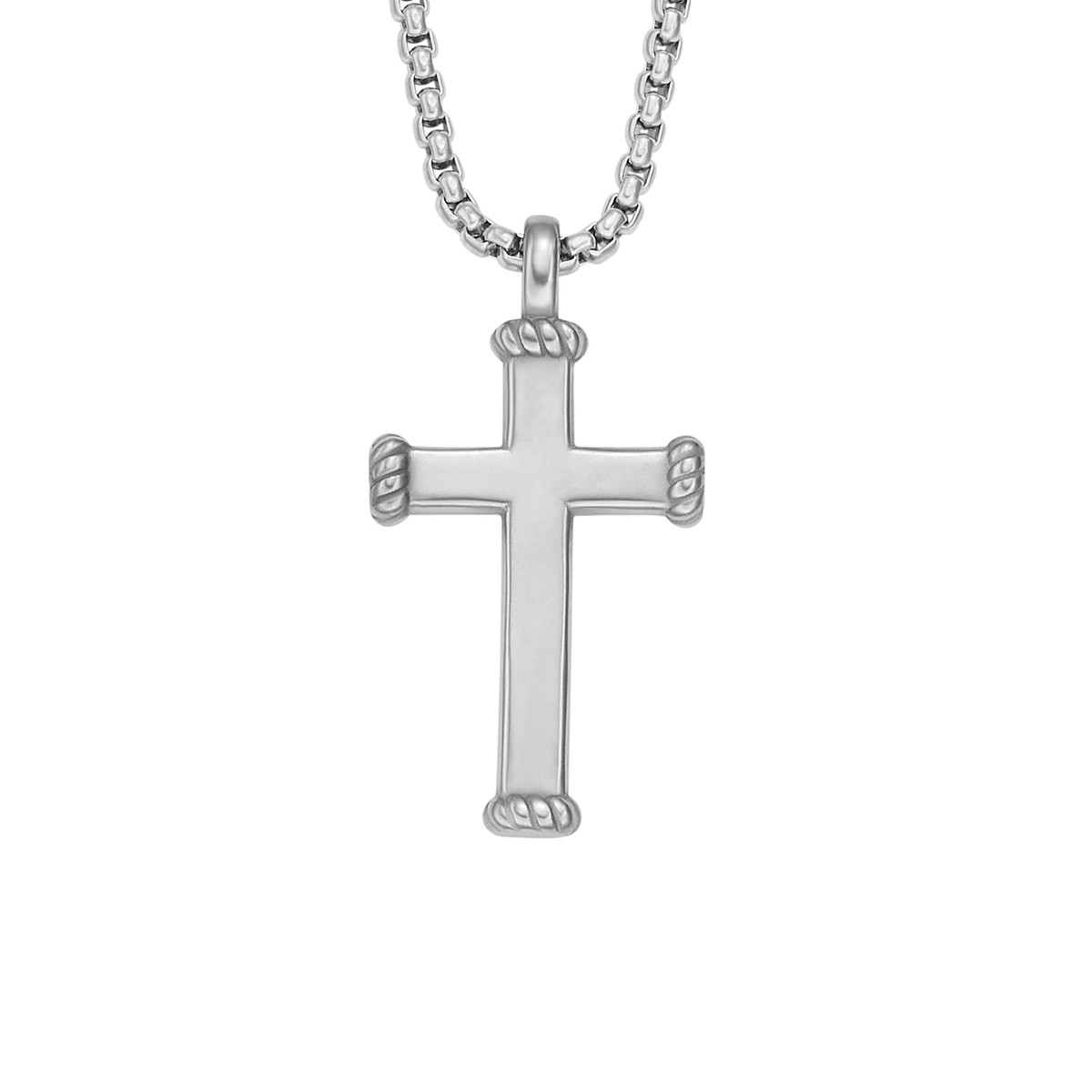 Collier FOSSIL acier inoxydable croix 55 cm