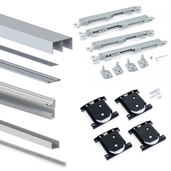 EMUCA Sistema de Correr para Armario 2 Puertas Rodadura Inferior Placard 90 com Perfiles Vall e Cierre Suave 6030962