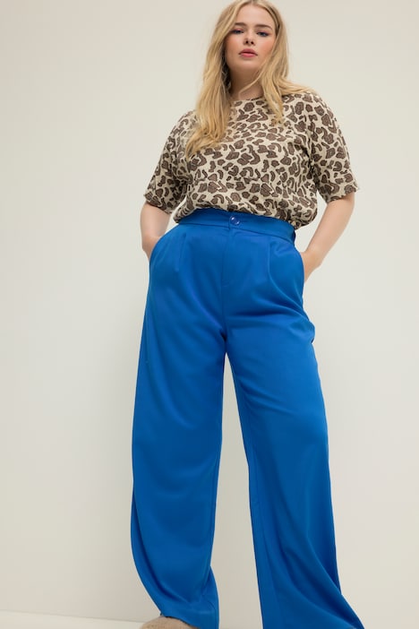 Hose, Wide Legs, HighWaist, teilelastischer Bund