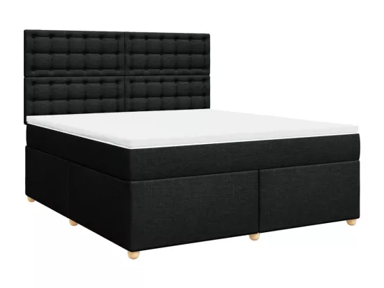 Sommier à lattes de lit avec matelas Noir 180x200 cm Tissu