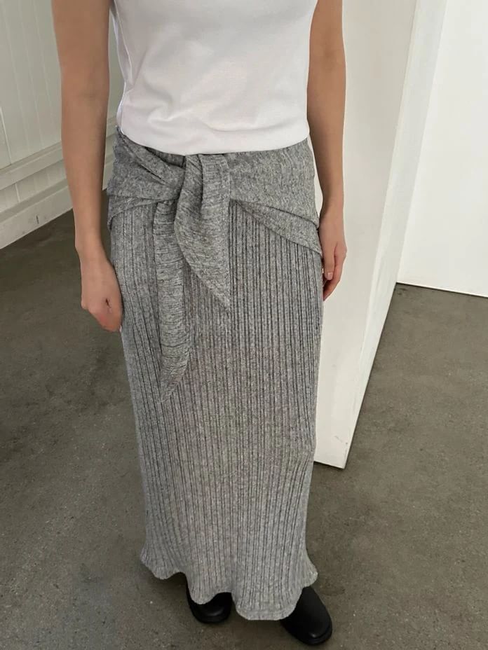 Seoulium - Hoge taille geribbelde maxi-rok