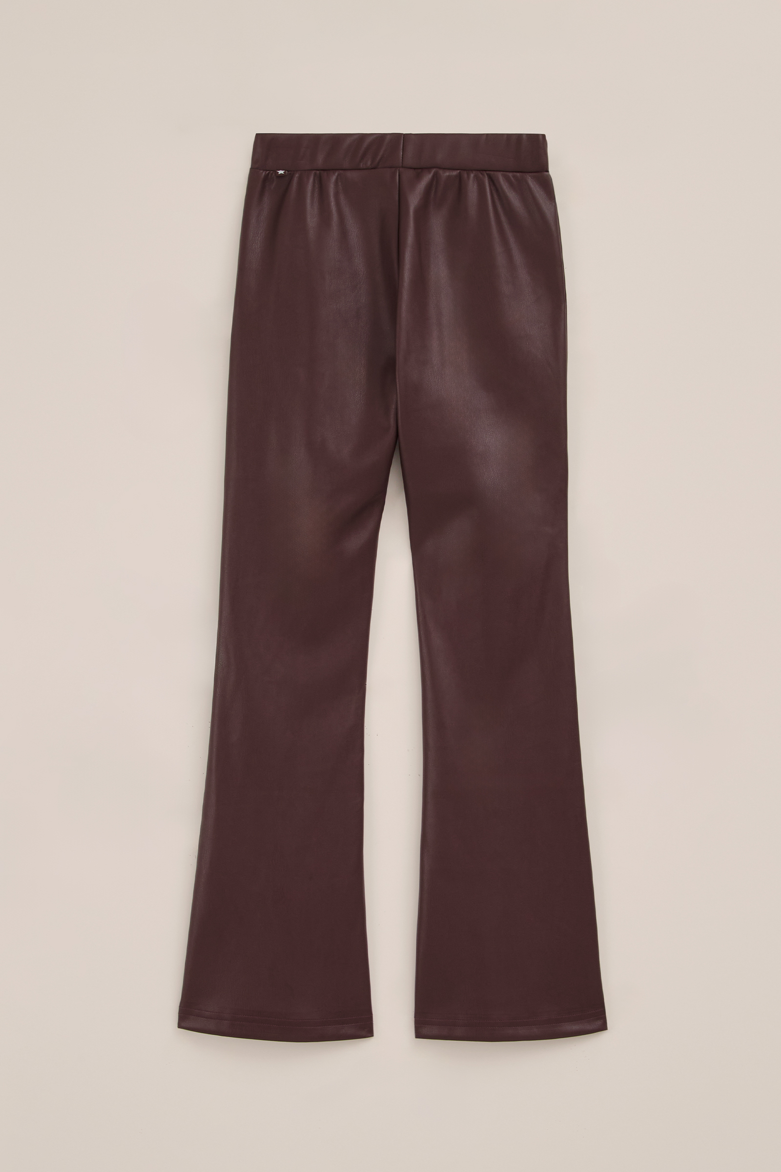 Meisjes flared legging van imitatieleer WE Fashion Donkerbruin