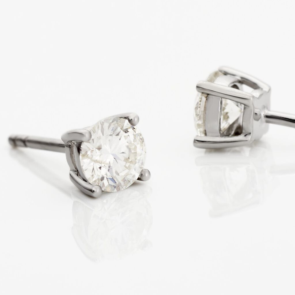 Boucles D'oreilles Puces Victoria Or Blanc Diamant