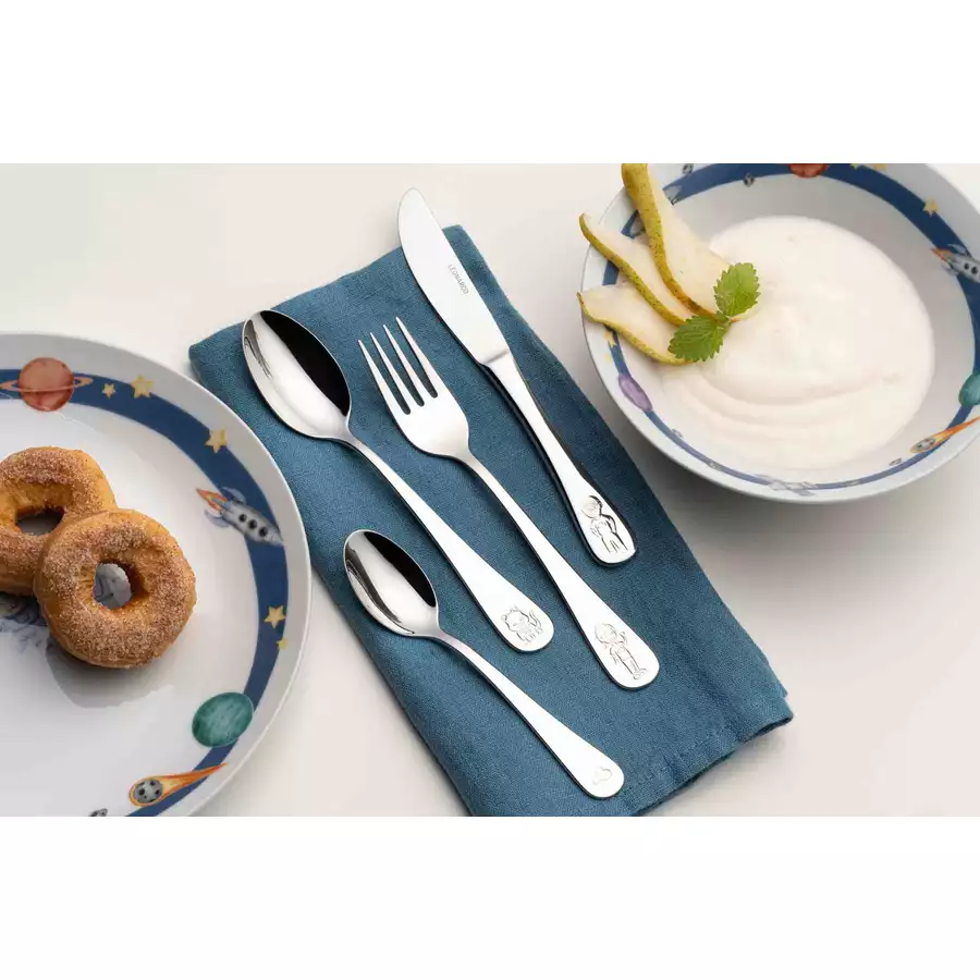 Leonardo Kindergeschirr Set mit Besteck BAMBINI AVVENTURA grün