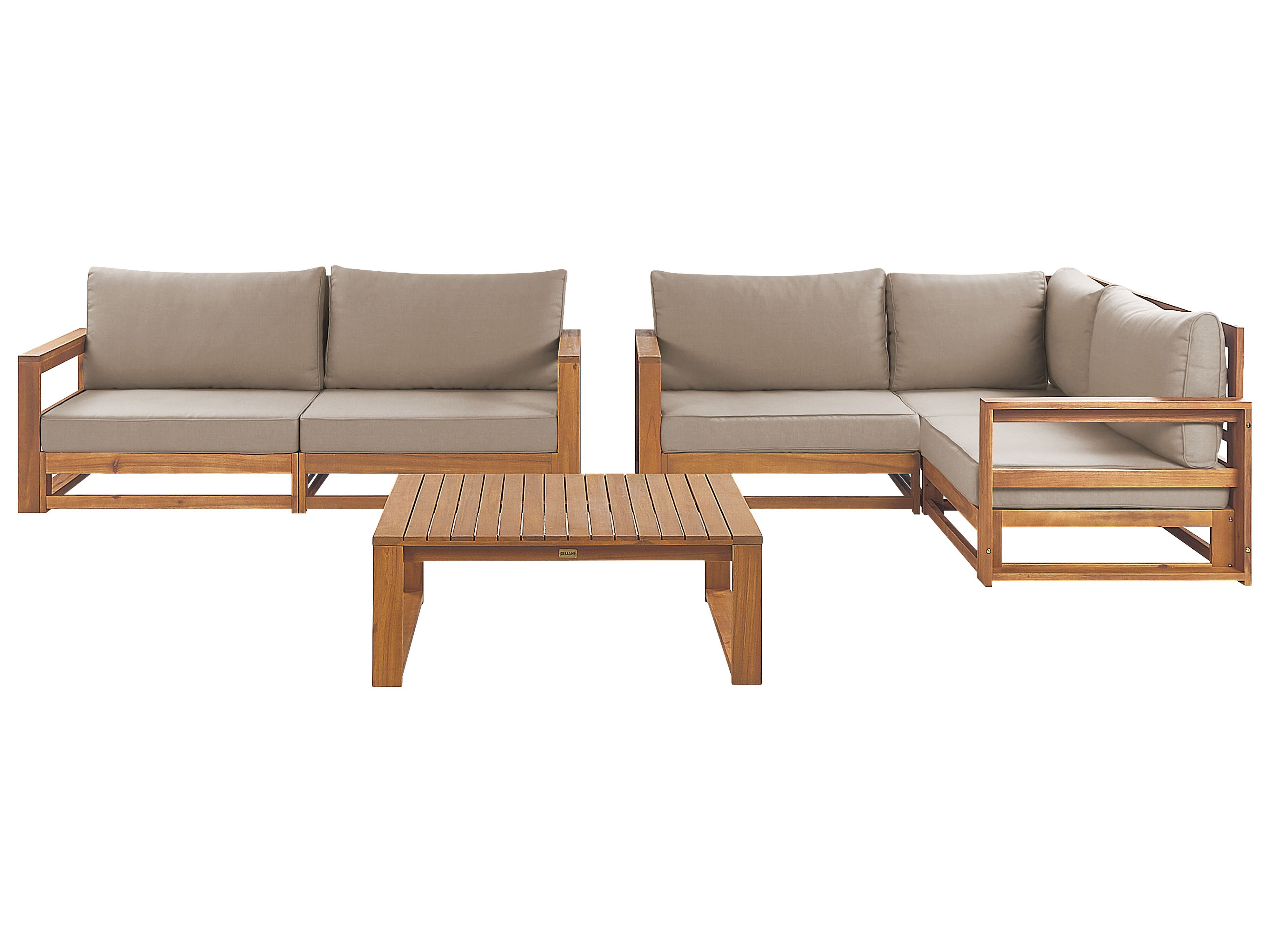 Loungeset met tafel 4-zits TIMOR modulair Gecertificeerd acaciahout Lichtbruin
