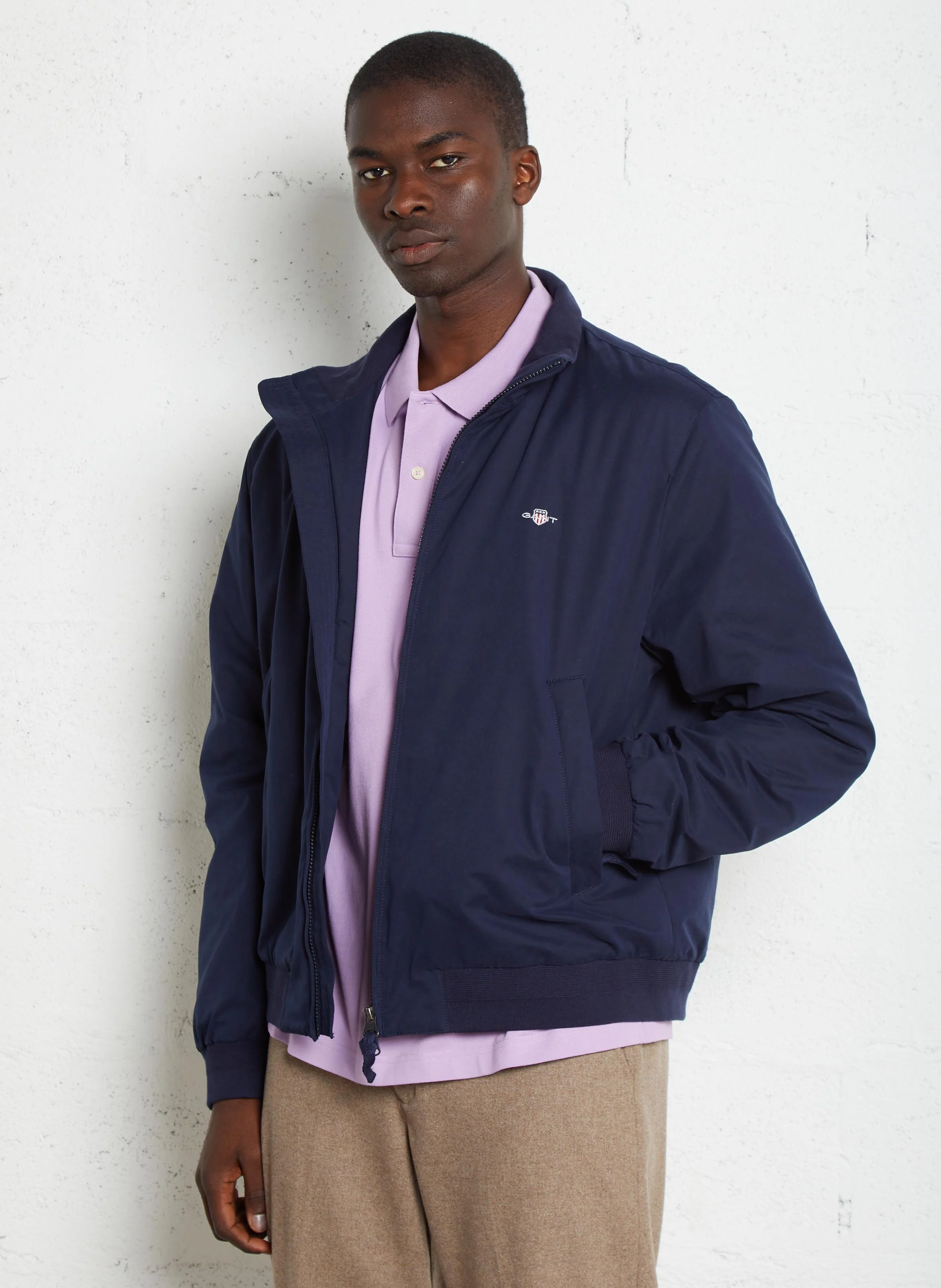 Veste droite à col montant| Bleu