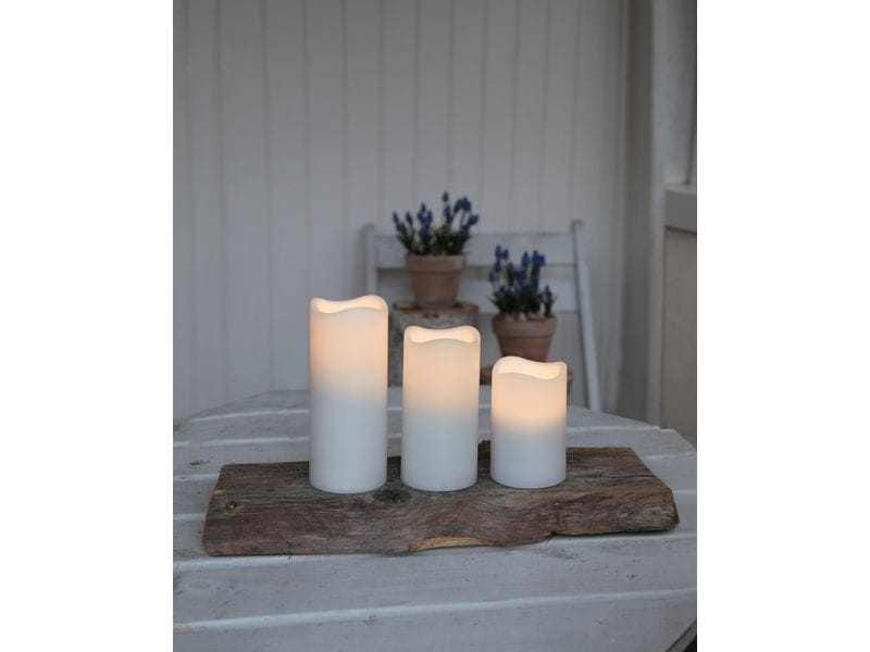 Star Trading LED-Kerzen Set Pillar Paul 3er Pack, Weiss Set von roten LED-Kerzen