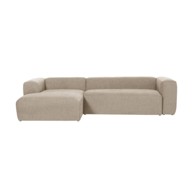 Kave Home Blok 3-zits bank met chaise longue links green corduroy