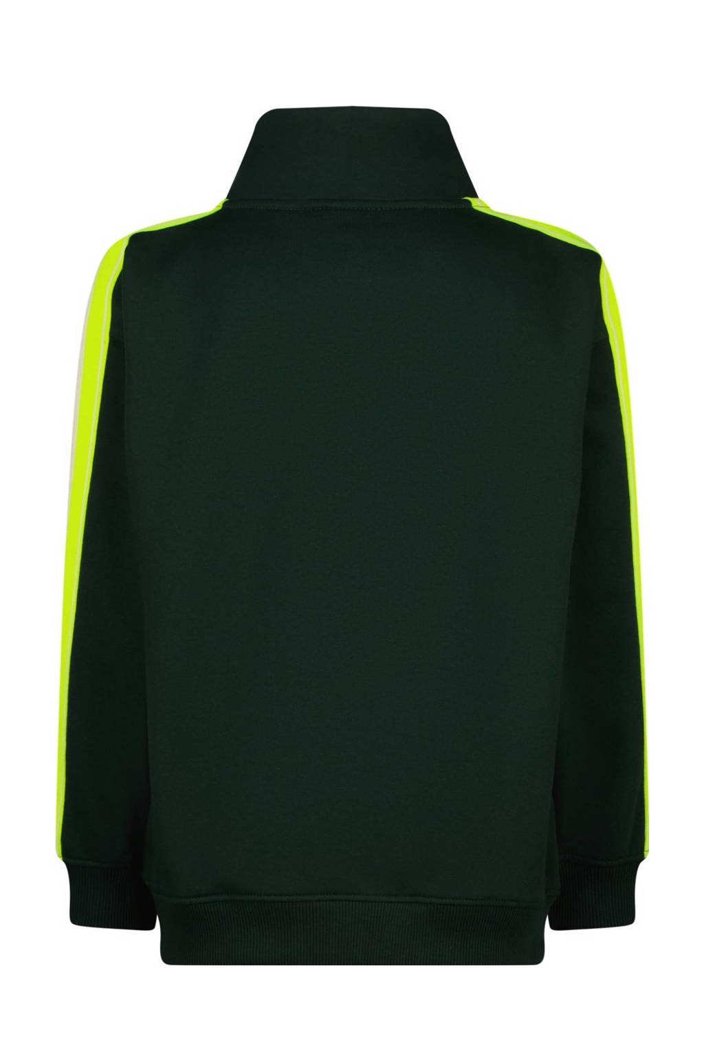 Vingino sweater Naino donkergroen/neongeel/ecru