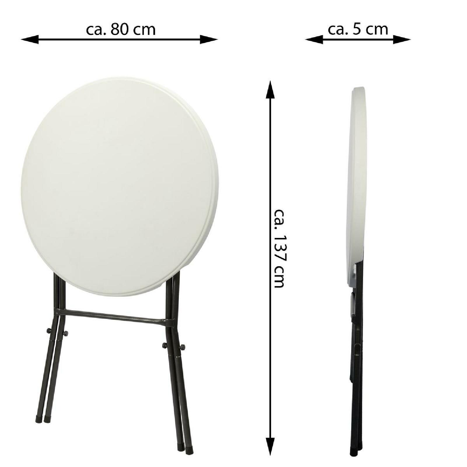 VCM Partytisch Stehtisch weiß klappbar Bistrotisch Bartisch 110 cm rund Ø 80 cm