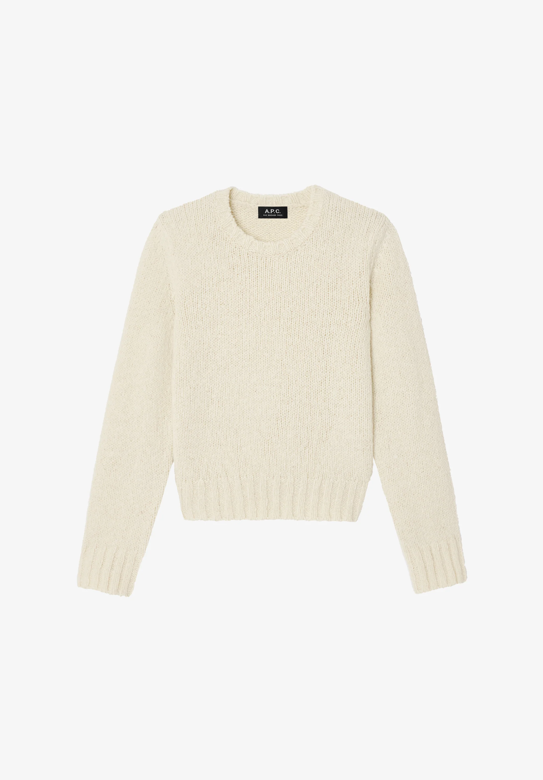 pull court col rond - Blanc casse