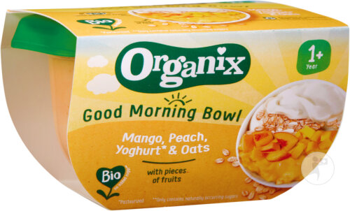 Organix Aliments Pour Bébés Good Morning Bowl Bio +1 An Mangue Pêche Yaourt Et Avoine 120g