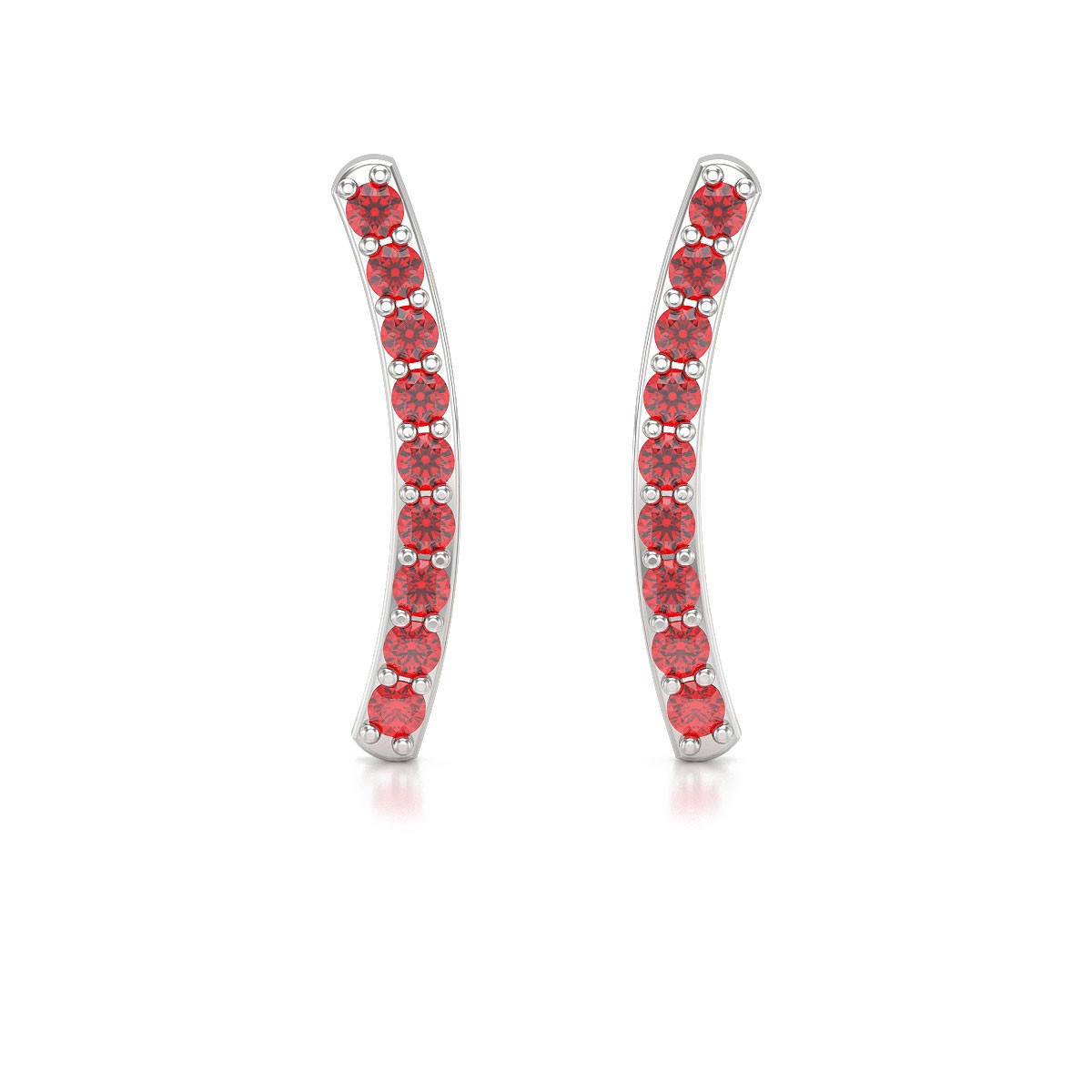 Boucles d'oreilles ADEN Or 585 Blanc et Rubis 1.292grs