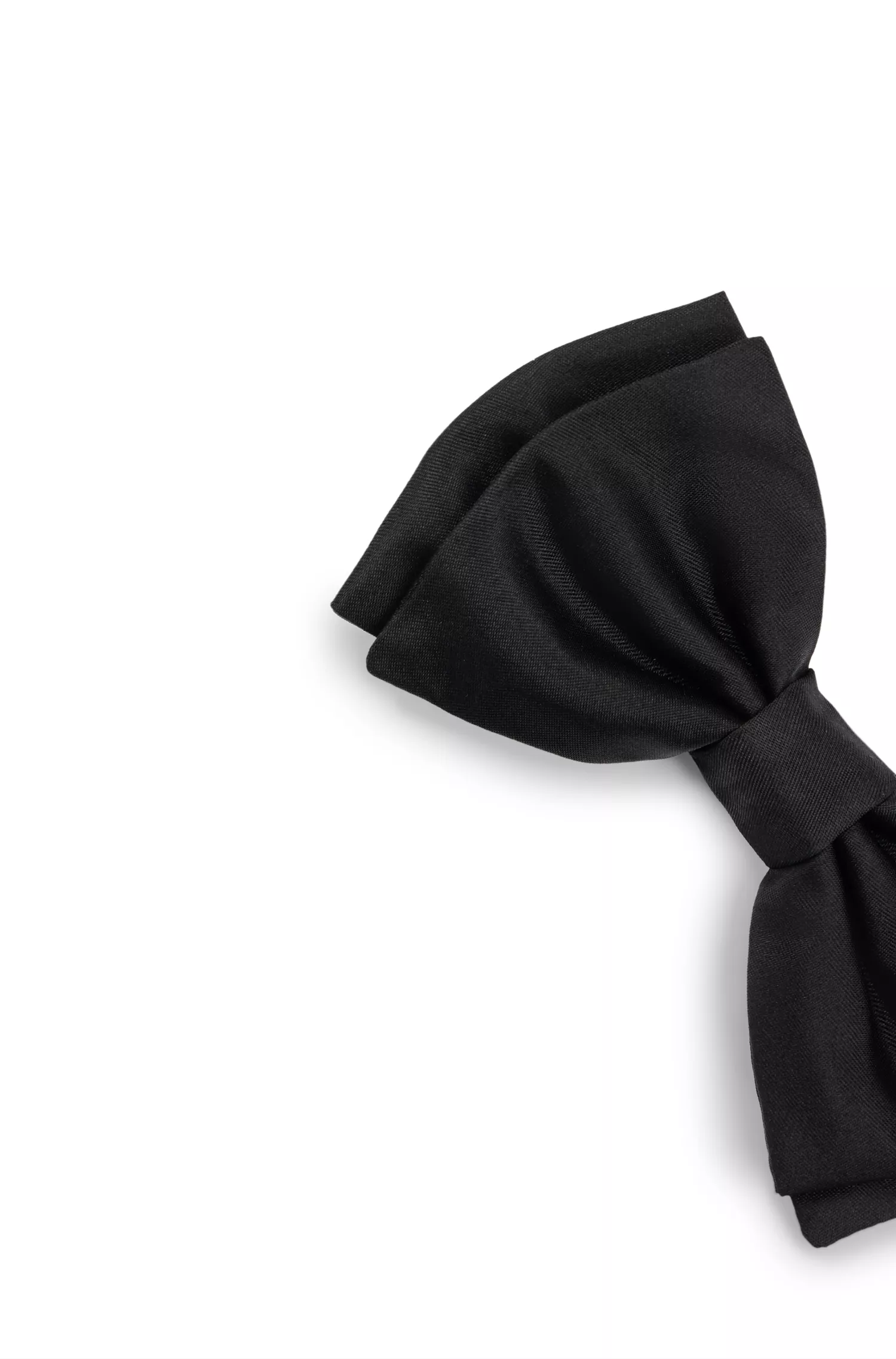 Gravata borboleta BOSS preta, fabricada na Itália, em jacquard de seda.