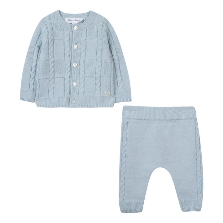 Tartine et Chocolat Cardigan + Legging Tricot | Bleu ciel