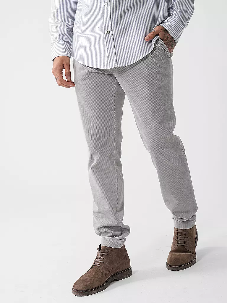 ALBERTO Cordhose Slim Fit hellgrau