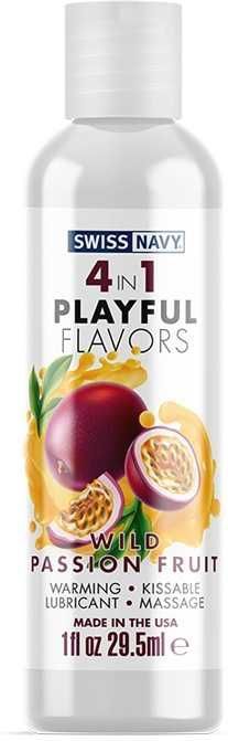 Swiss Navy - 4 in 1 Playful Flavors - Likbaar en Verwarmend Glijmiddel en Massage - Wild Passion Fruit 30 ml