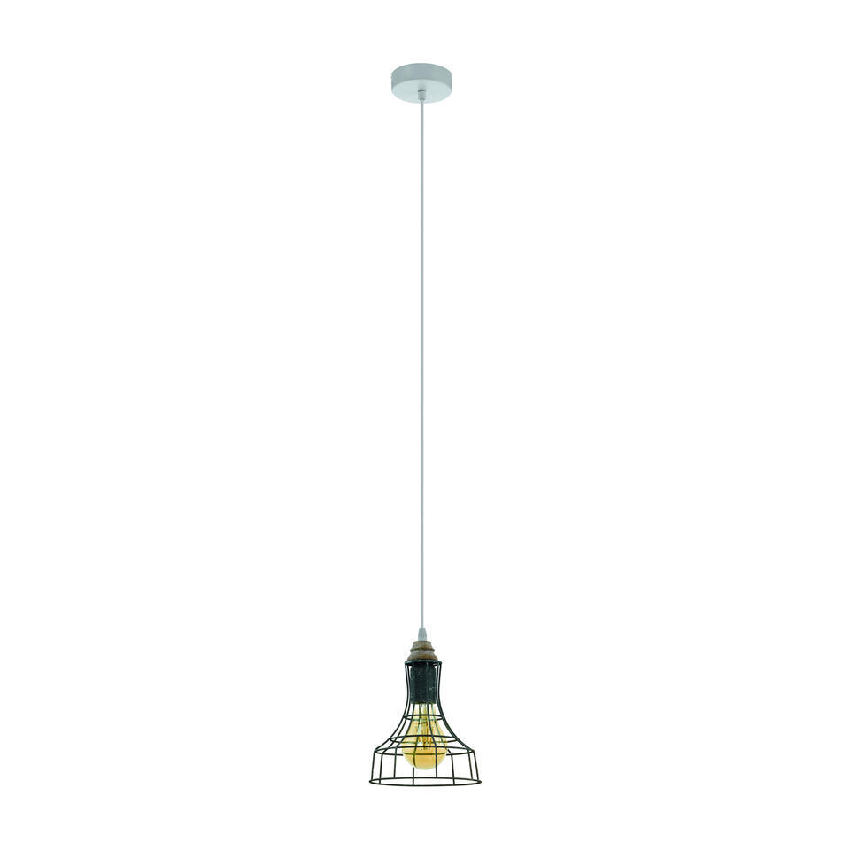 EGLO Itchington 1 Hanglamp - E27 - Hout - Grijs