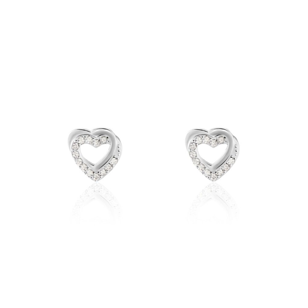 Boucles D'oreilles Puces Argent Blanc Centondis Oxydes De Zirconium