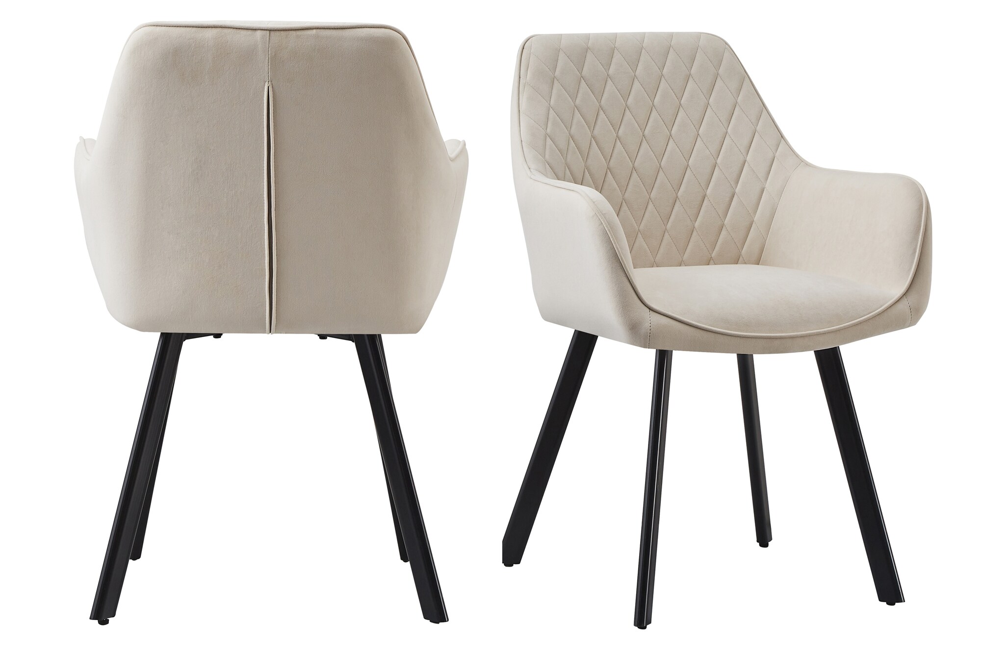 Armlehnstuhl 2er Set Beige Esszimmerstuhl Polsterstuhl Wohnzimmer Stühle
