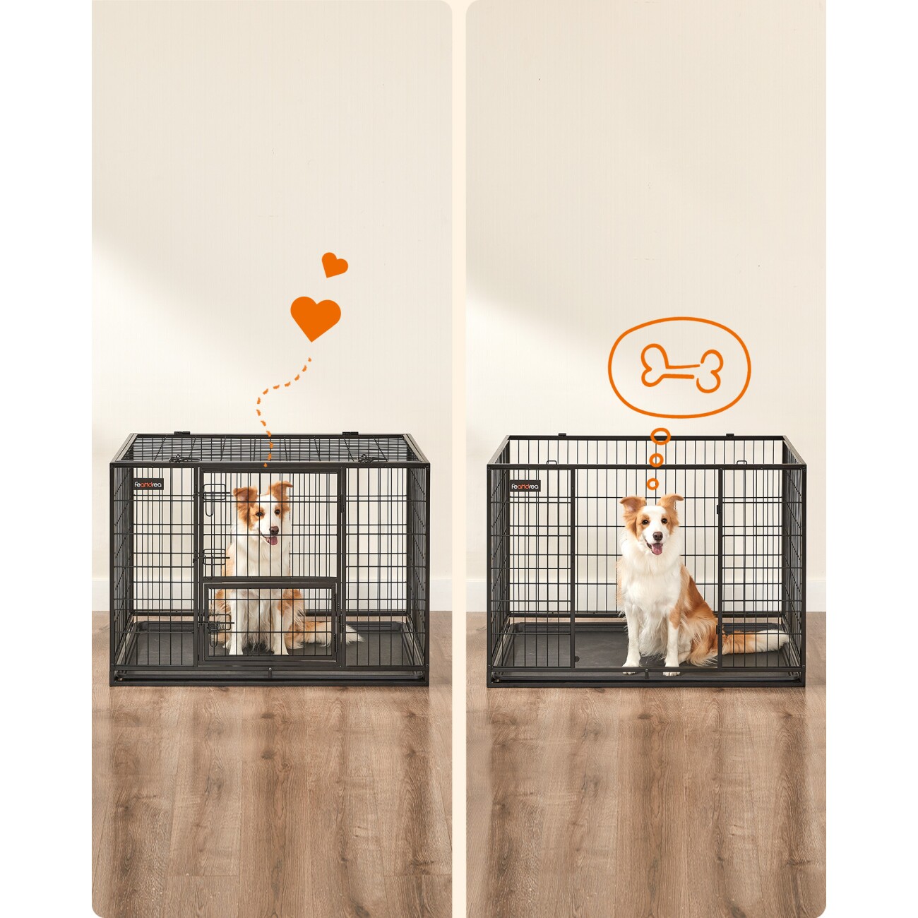 FEANDREA L-XXXL Hundekäfig hochbelastbar 1,07 m, 70 cm, 75 cm