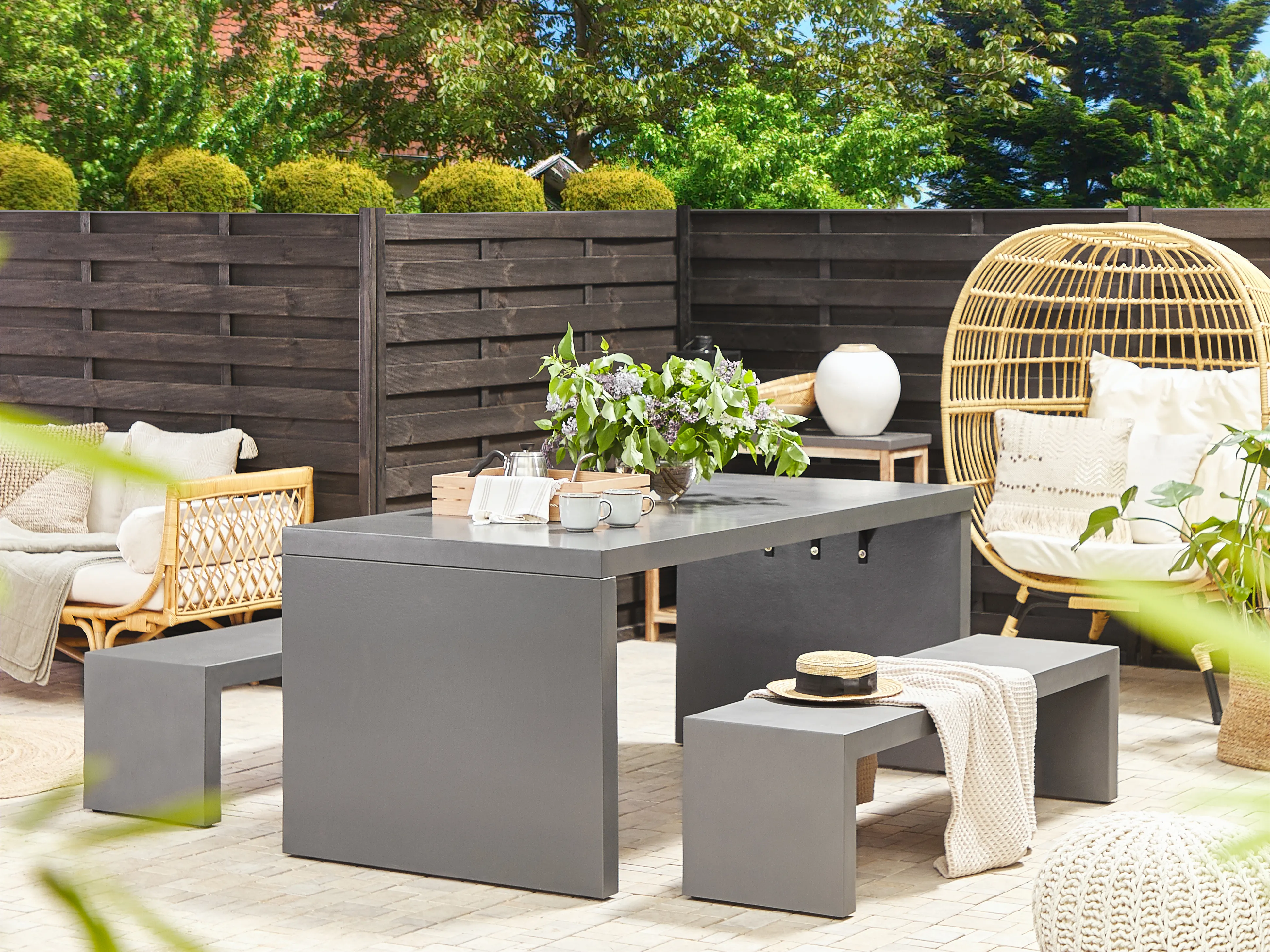 Tuinset met banken 4-zits TARANTO Beton Grijs