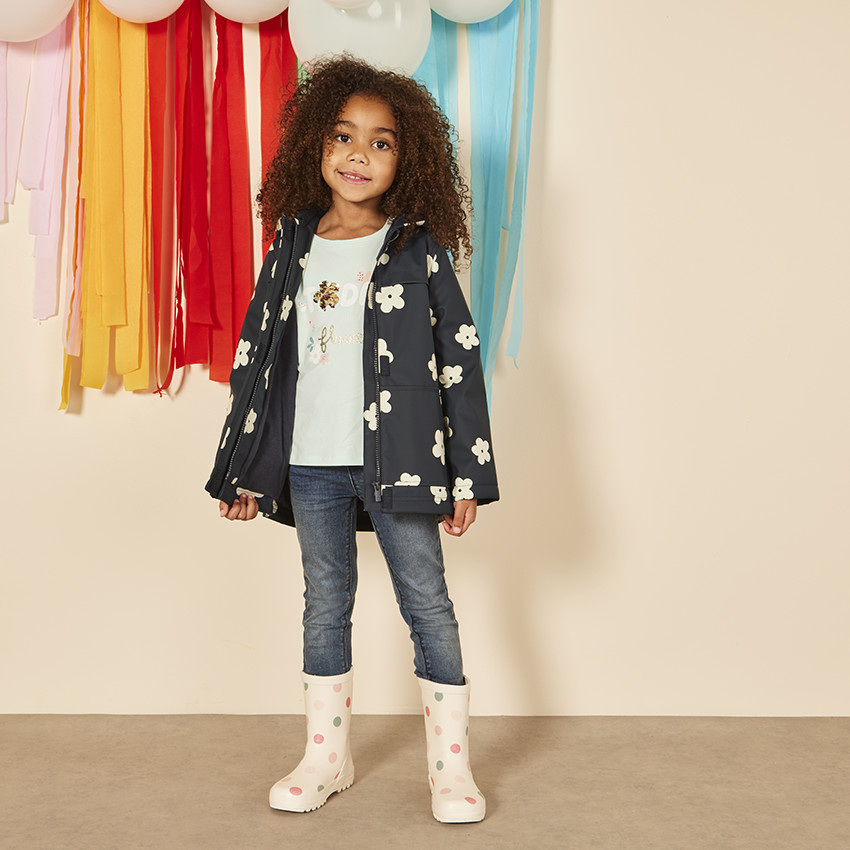 Parka gomme rembourrée imprimé fleurs pour fille