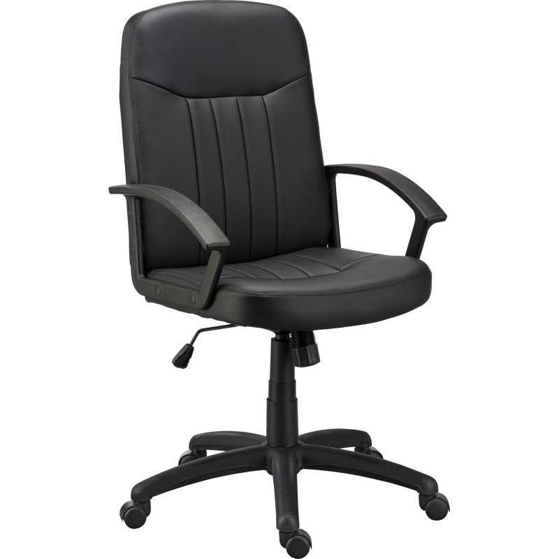 Fauteuil de bureau Harry simili cuir noir - dossier haut accoudoirs - mécanisme Basculant centré - pieds noir