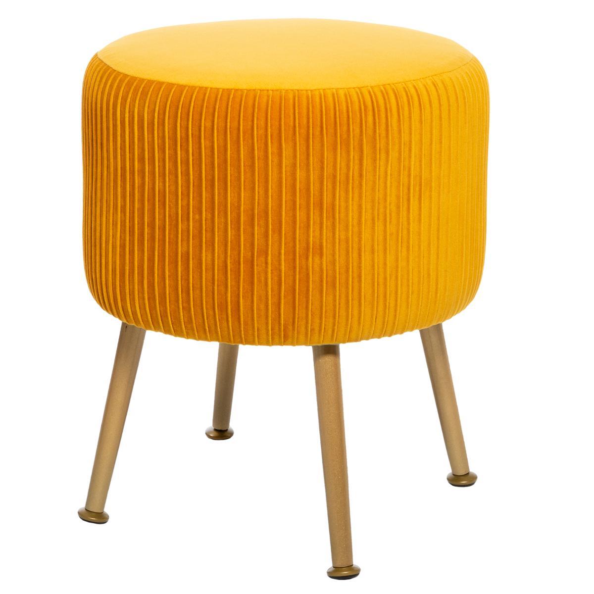 TABOURET APPOINT VELOURS SOLARO OCRE