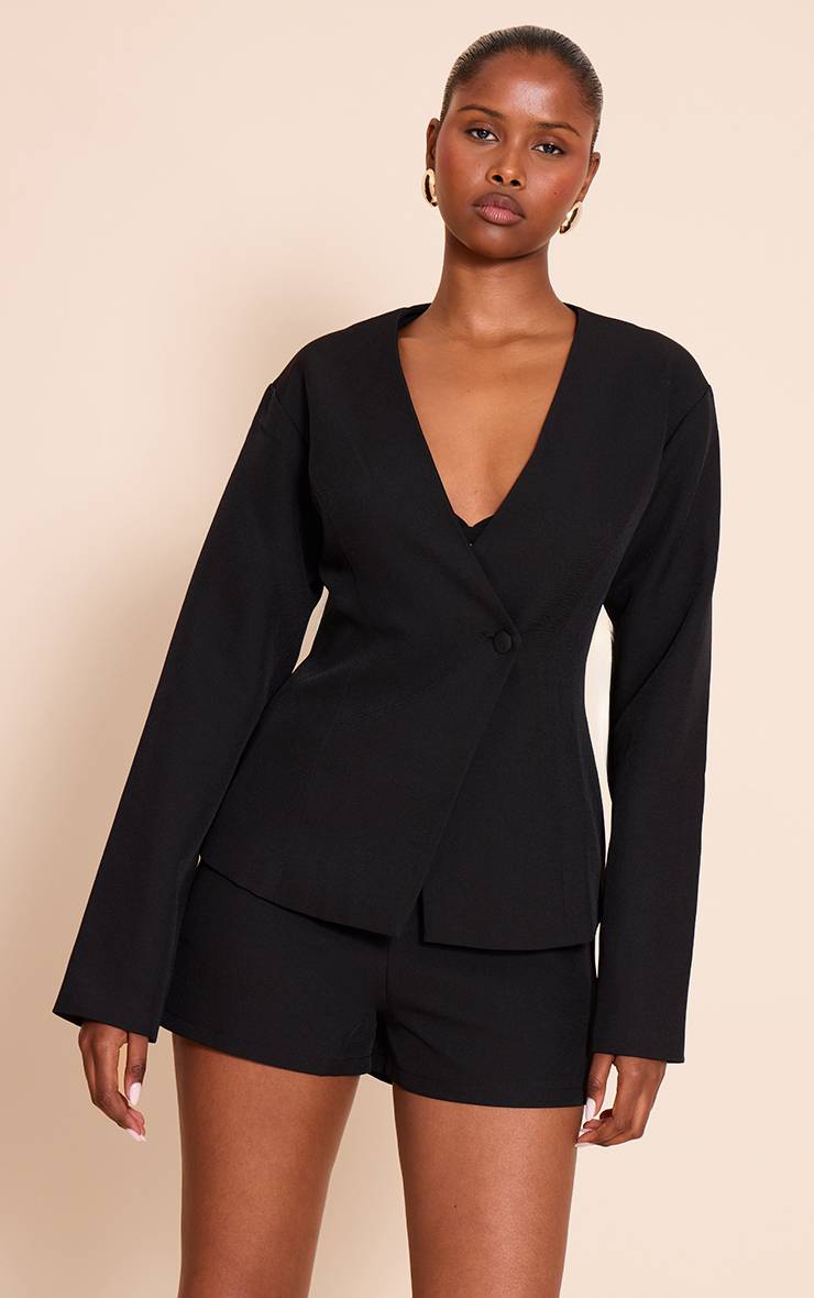 Noir Short Taille Mi-haute Ajusté Coordonné