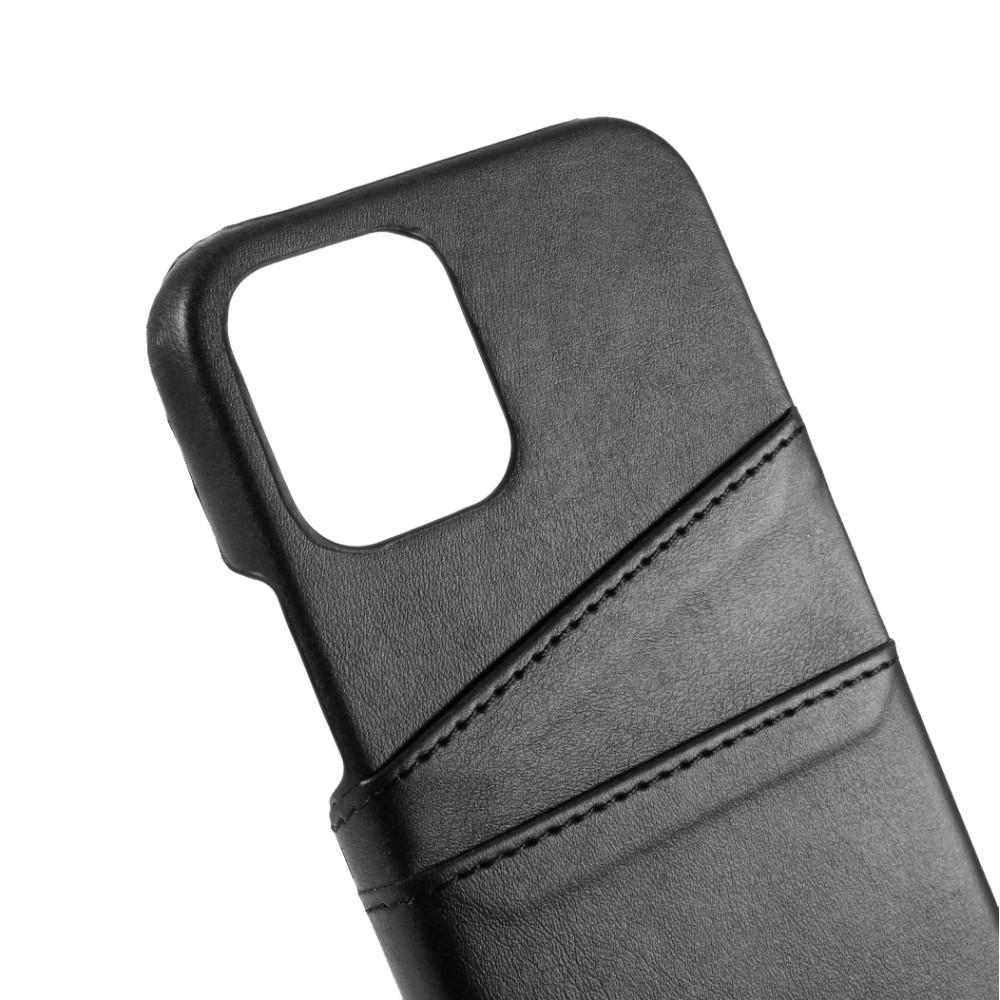 iPhone 12 Pro Leder Hülle Snap Case   Kartenfach - Schwarz