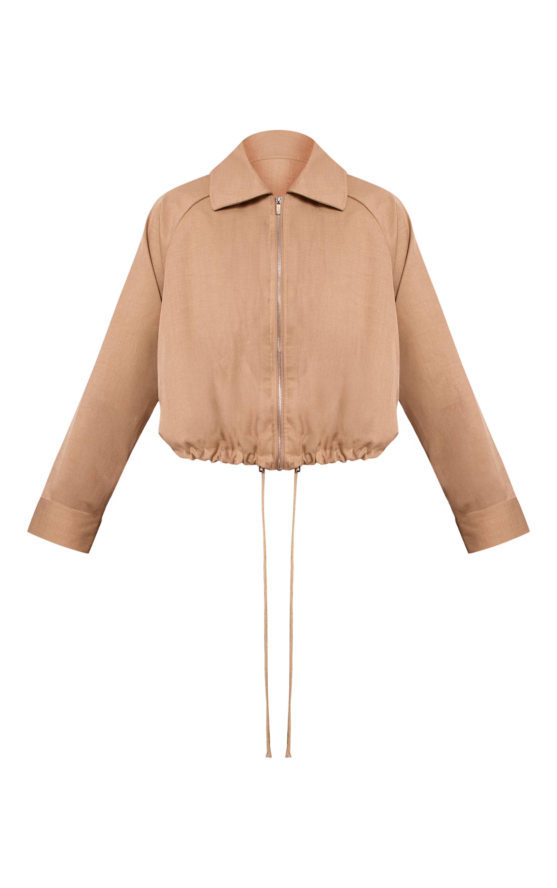 Beige Veste Bomber Utilitaire À Cordon De Serrage