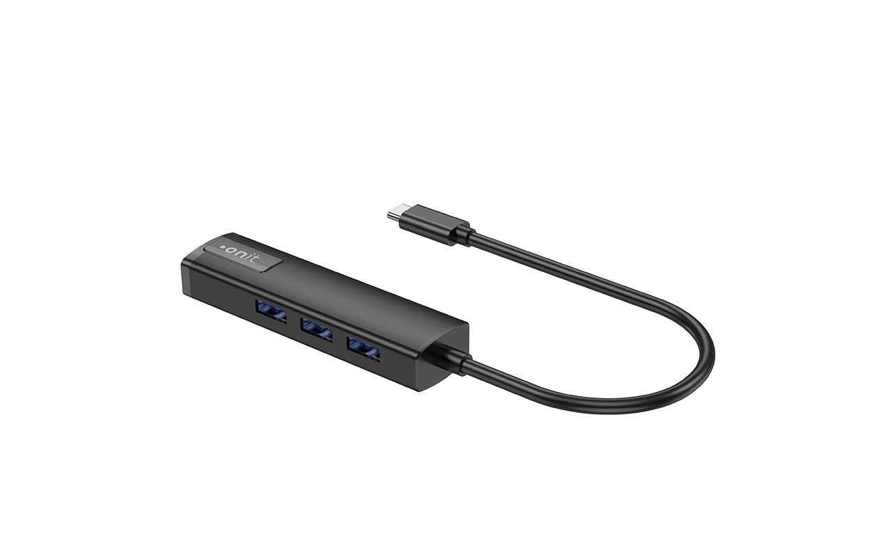 USB-C-Hub 3A1RJ45 USB Typ-CLeichter und kompakter Hub mit 3 USB-A-Ports und 1 RJ45-Port