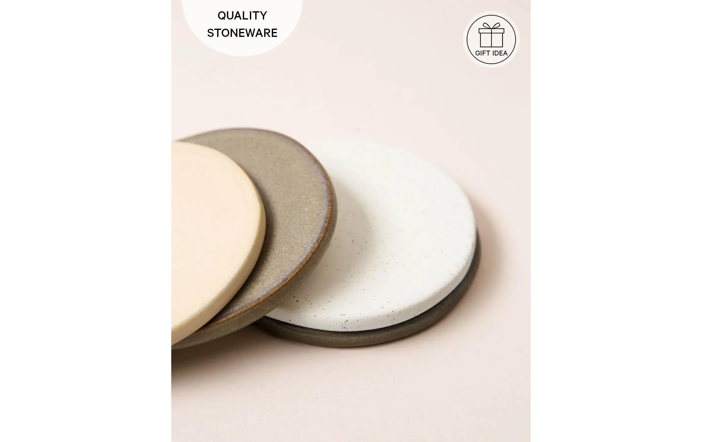 Keramikuntersetzer Earth 4 Stück Beige/Braun/Weiss, Ø 9.5 cmKeramikuntersetzer