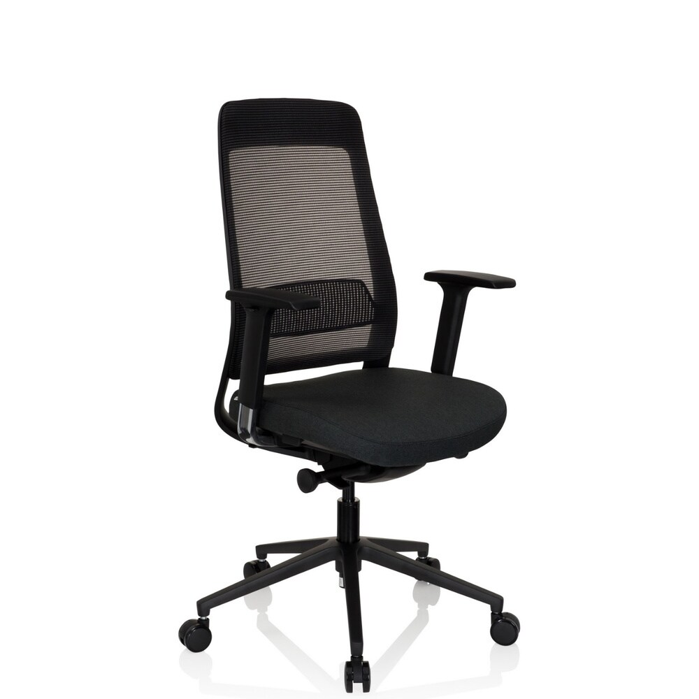 Profi Bürostuhl CHIARO T1 BLACK Stoff/Netzstoff mit Armlehnen (höhenverstellbar) hjh OFFICE